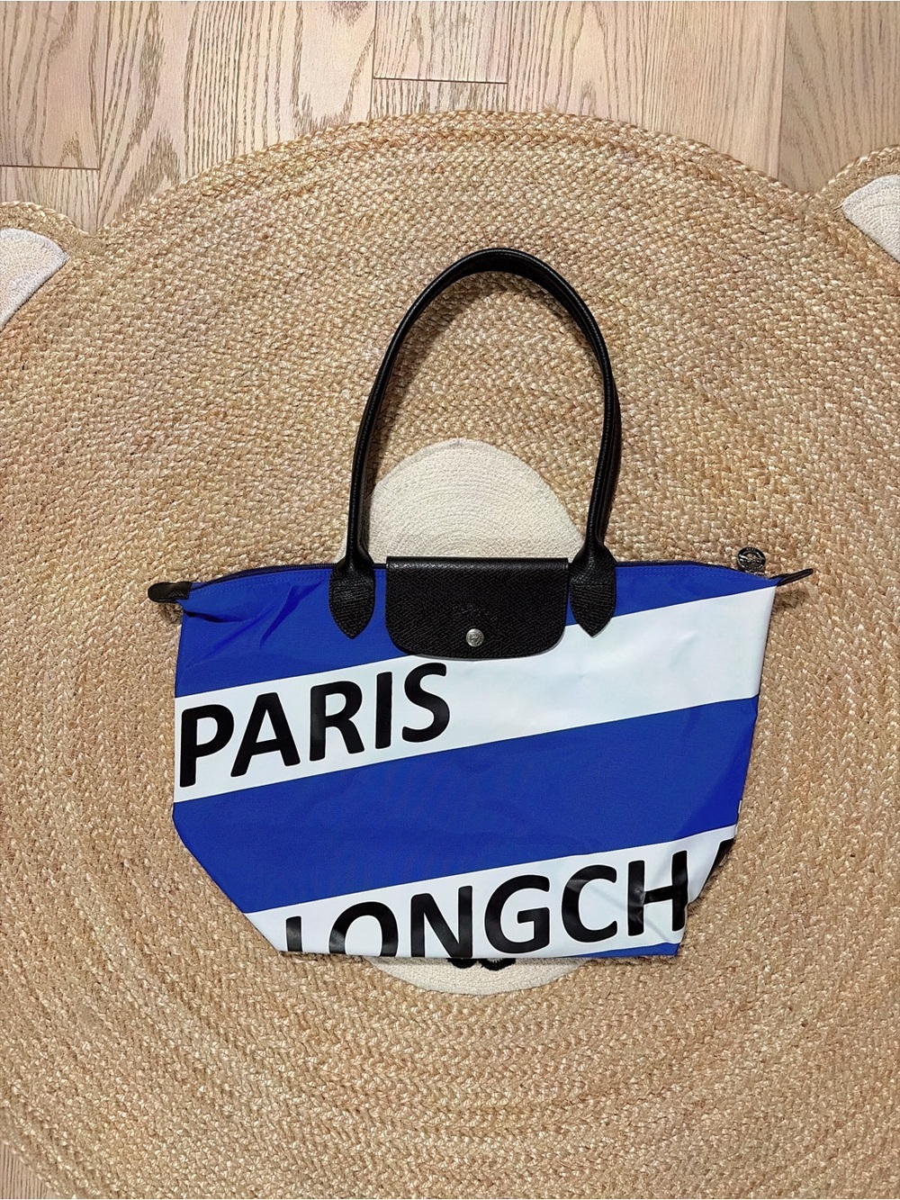 (NWOT)Longchamp limited edition Blue and Black PARIS Logo Tote